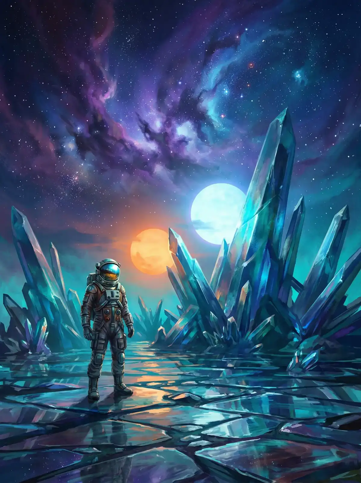 麻豆影视 - 异星探索者在结晶星球表面行走